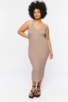 Women's Halter Midi Dress in Taupe, 0X