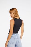 Women's Sleeveless Round Neck Bodysuit in Black, XL