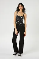 Women's Polka Dot Seamed Bodysuit in Black/White Small