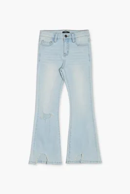 Girls Distressed Flare Jeans (Kids) in Light Denim, 11/12