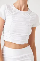 Women's Active Ruched Cropped Tee in White, XS