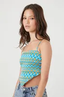 Women's Wavy Print Handkerchief Cami in Blue Medium