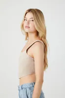 Women's Twill Corset Crop Top in Pine Bark Medium