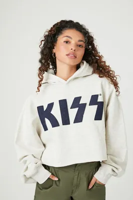 Women's KISS Graphic Hoodie in Heather Grey Large