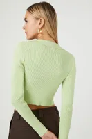 Women's Cropped Cardigan Sweater in Pistachio Large