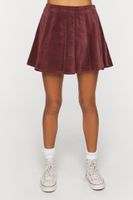 Women's Corduroy Pleated Mini Skirt in Brown Small