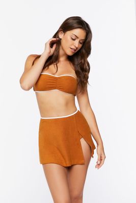 Women's Contrast-Trim Swim Cover-Up Skirt Maple