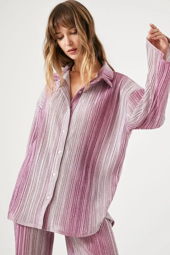 Women's Gradient Striped Shirt in Pink Medium