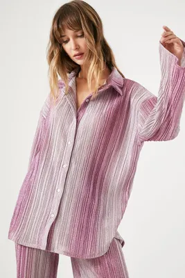Women's Gradient Striped Shirt in Pink Small