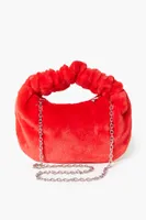 Women's Faux Fur Chain-Strap Shoulder Bag in Red