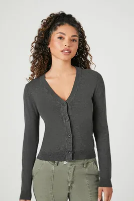 Women's Button-Front Cardigan Sweater Grey