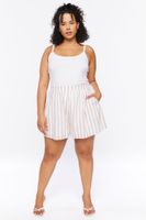 Women's Striped Shorts in White/Safari, 0X