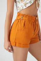 Women's Twill Cuffed High-Rise Shorts Gold