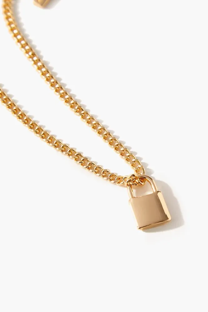 Women's Frasier Sterling Lock Pendant Necklace in Gold