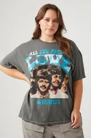 Women's The Beatles Graphic T-Shirt in Grey, 0X