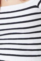 Women's Seamless Striped Crop Top in White/Black, L/XL