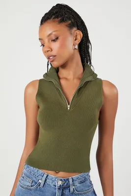 Women's Sweater-Knit Cropped Tank Top in Cypress , XL
