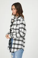 Women's Plaid Drop-Sleeve Longline Shacket White/Black