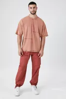 Men Nylon Parachute Cargo Joggers in Rust Small