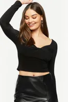 Women's Twisted Sweetheart Long-Sleeve Top Black