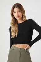 Women's Ribbed Sweater-Knit Crop Top Large