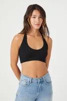 Women's Seamless Plunging Crisscross Bralette in Black Medium