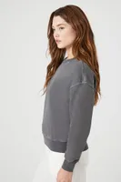 Women's French Terry Mineral Wash Pullover in Dark Grey, XS