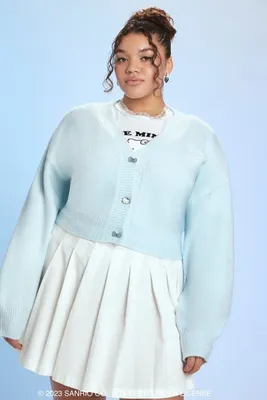 Women's Hello Kitty Cardigan Sweater in Baby Blue, 1X