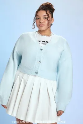 Women's Hello Kitty Cardigan Sweater in Baby Blue, 4X