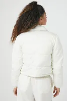 Women's Quilted Puffer Jacket in Ivory, XL