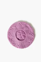 Girls Ribbed Knit Beret (Kids) in Lavender