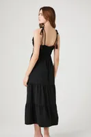 Women's Crochet-Trim Tassel Midi Dress in Black Medium