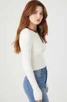 Women's Ribbed Knit Two-Tone Sweater