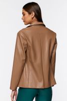 Women's Faux Leather Blazer in Taupe Medium