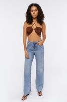 Women's Crisscross Halter Bralette in Chocolate Large