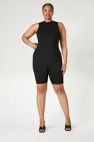 Women's Fitted Sleeveless Romper in Black, 2X