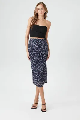 Women's Mesh Floral Print Midi Skirt