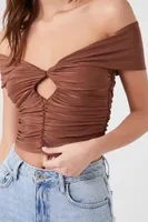 Women's Off-the-Shoulder Shirred Crop Top