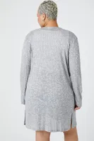 Women's Open-Front Cardigan Sweater in Heather Grey, 2X