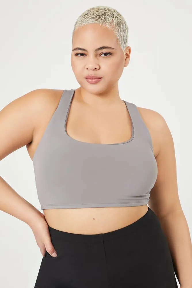 Women's Longline Racerback Sports Bra in Dark Grey, 1X