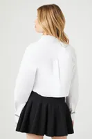 Women's Poplin Cropped Shirt in White, XL