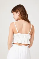 Women's Ruffle-Tiered Cropped Cami in White Large