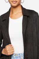 Women's Faux Suede Duster Jacket Black