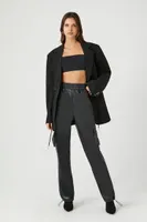 Women's Faux Leather Cargo Pants in Black Small