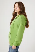 Women's Fleece Drawstring Zip-Up Hoodie in Pepper Green Small