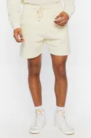 Men Fleece Drawstring Shorts in Cream, XXL