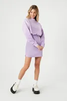 Women's Fleece Apres Ski Club Graphic Mini Dress in Purple Small