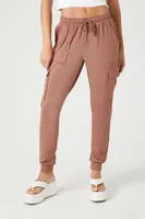 Women's Fleece Drawstring Cargo Joggers Large