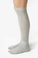 Ribbed Knee-High Socks in Heather Grey