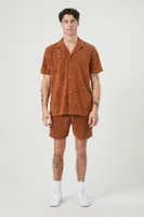 Men Relaxed Paisley Print Shirt in Rust, XXL